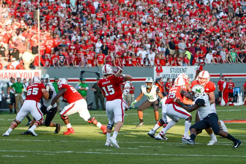 Ryan Finley, a redshirt junior quarterback, completed 29 of 36 passes in the game against Marshall's Thundering Herd. The game kicked off at 6pm and was playing in Carter-Finley Stadium on Sat Sept 9.