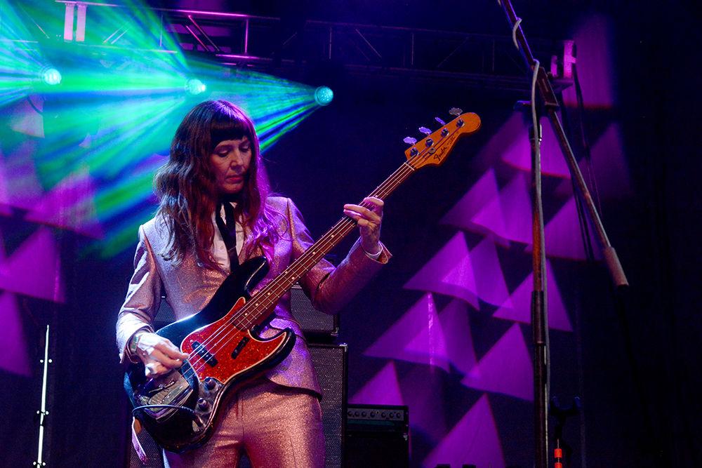 Michelle Mae of the band The Make-Up plays the bass guitar at Hopscotch Music Festival. Hopscotch Music Festival took place in downtown Raleigh, N.C. with the Make-Up performing on Friday September 8.