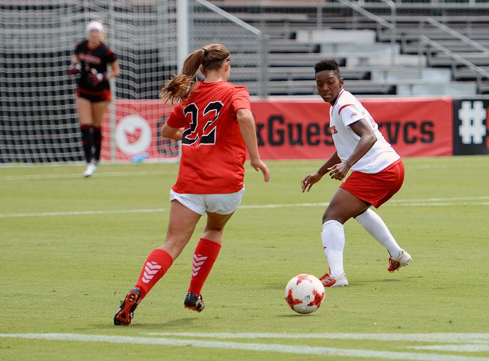 Junior defender Ella Bonner turns to block the ball. The NC State women's soccer team beat Davidson 4-0 at Dail Soccer Stadium on Sunday, Sept. 10.