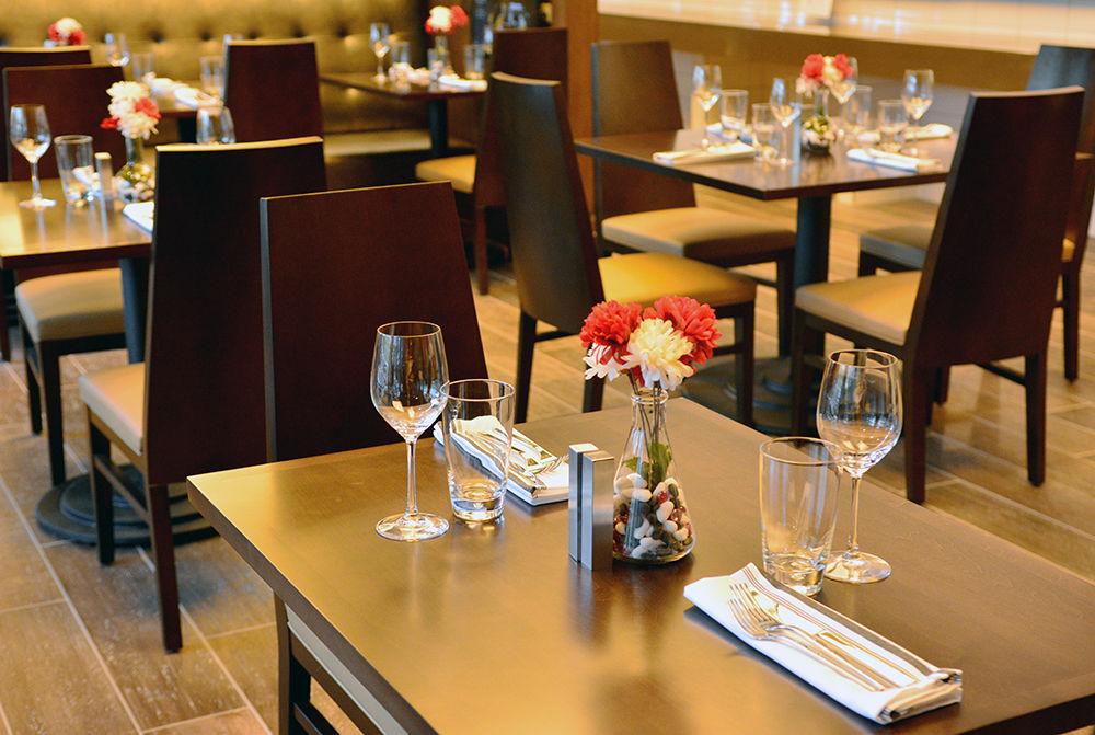 The restaurant in the StateView Hotel, called Flask &amp; Beaker. The restaurant serves breakfast, lunch and dinner.