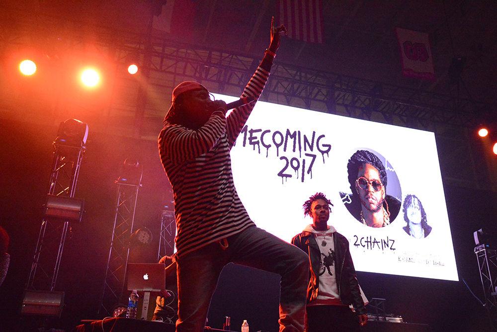 Artist, K Camp, brought the audience to their feet during his opening act for 2 Chainz at NC State's Homecoming concert. The concert took place on Fri. Oct. 27, in Reynolds Coliseum.