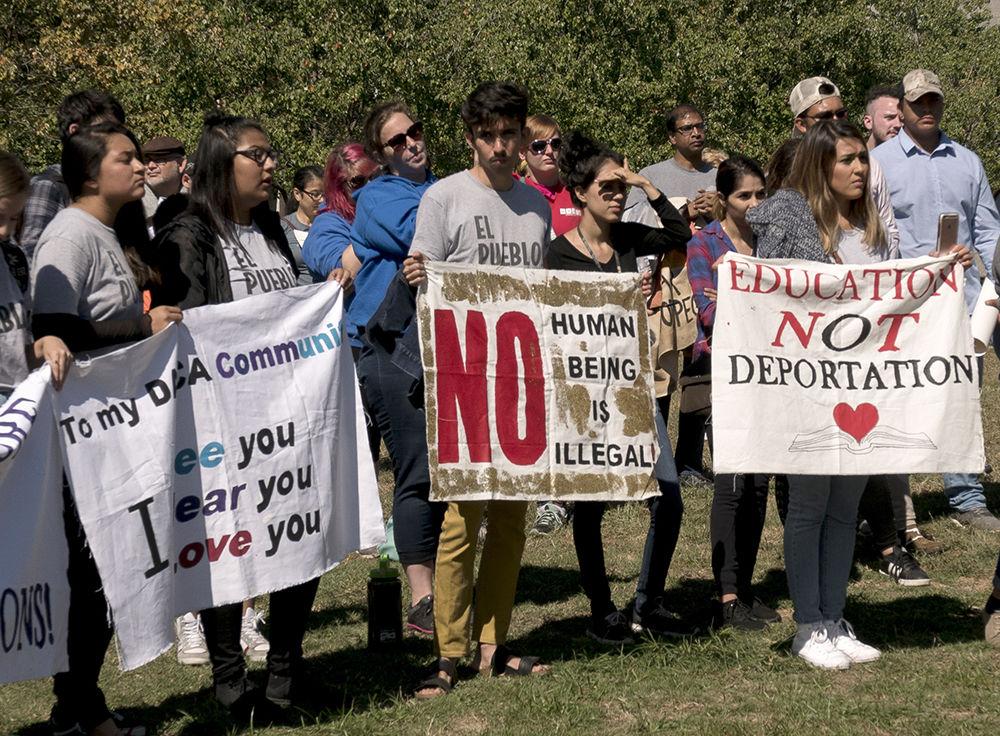 DACA supporters at a rally in Downtown Raleigh, NC on Sunday. The DACA March was organized by two second year NC State students Jasmine Wang studying Computer Science and Sindhoor Ambati studying English and biomedical engineering.