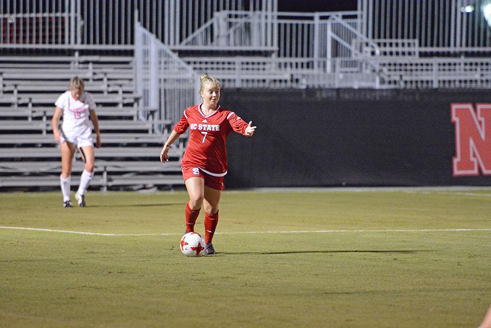Sophmore midfielder Ricci Walkling brings the ball upfield during the game against the Clemson Tigers. The Wolfpack would go on to win the game 1-0 in Dail Soccer Stadium on Thursday.