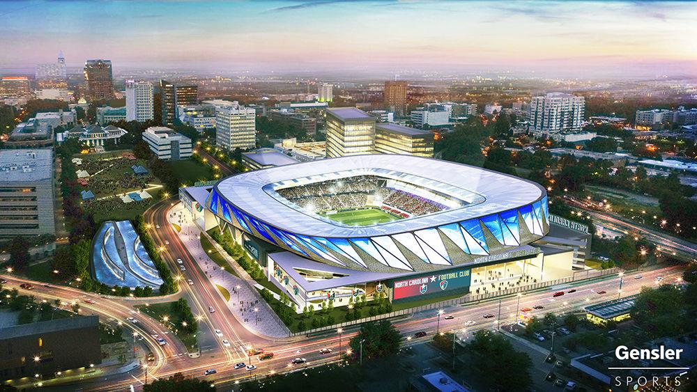 A rendering for the proposed professional soccer stadium in downtown Raleigh. The proposal is part of a plan to bring MLS soccer to the Triangle.&#160;