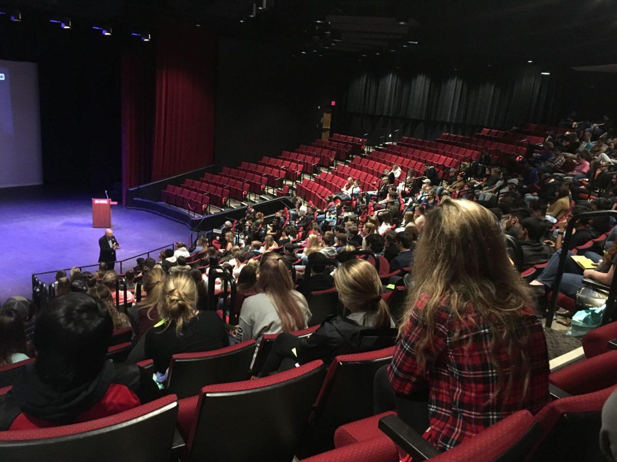 On Thursday evening Peter Stein answers student questions in Stewart Theater about Kristallnacht and lessons of the Holocaust.