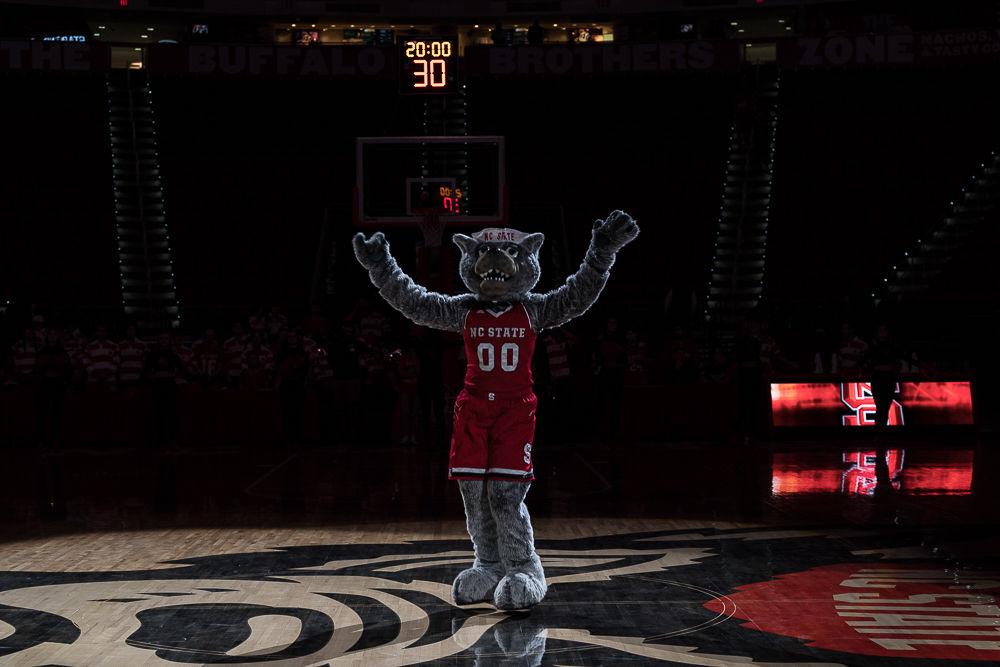 Mr Wuff Greets Fans to PNC Arena just before an exhibition game against Mars Hill on Friday November 3.