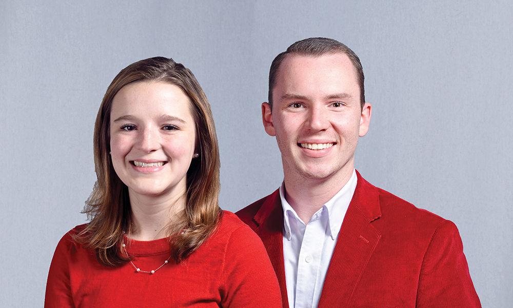 Student body treasurer candidates Molly Mueller (pictured left), a third-year studying political science and international studies, and Adam Skrzecz, a third-year studying political science and history (pictured right).