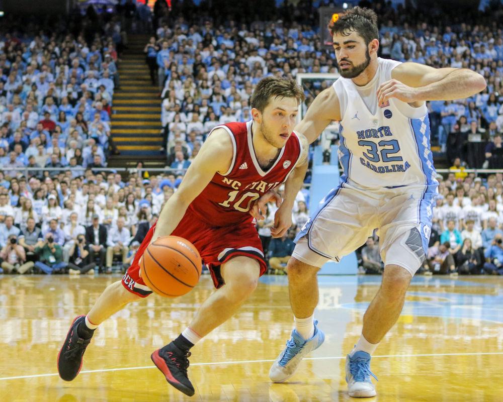 Freshman guard Braxton Beverly breaks to the inside during the 95-91 overtime thriller over UNC in the Smith Center on Saturday, Jan. 27.