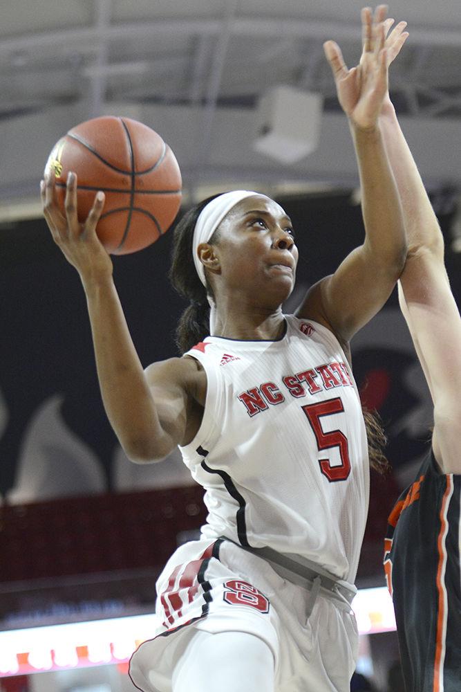 Senior forward Chelsea Nelson attacks the basket against Syracuse on Jan. 14 at Reynolds Coliseum. Nelson scored 11 points and 12 rebounds as the Wolfpack won 60-56 to improve to 14-5 overall and 3-3 in the ACC.