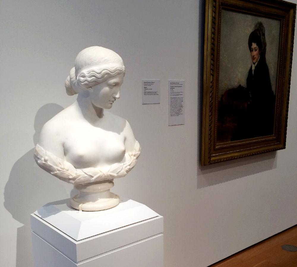 This bust is in the gallery next to Mary Cassatt&#8217;s Madame X, and the bust itself is captioned on the website 'Harriet Hosmer, Daphne, 1853, marble sculpture. Purchased with funds provided by the Calvin and Marisa Allen Foundation, Anne Allen Cheatham, and Lizzie Cheatham McNairy and Charlie McNairy on behalf of the Matrons of the Arts Initiative, and by the bequest of Carlisle Adams.&#8217;