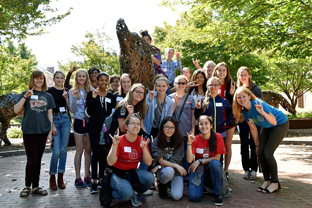 The members of the NC State chapter of Girls Engineering Change seek to provide engineering and technical work experience for younger women.
