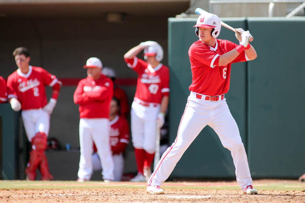 Sophomore outfielder Brett Kinneman prepare to bat during the 7-5 loss to Miami on March 19th, 2017 on Doak Field.