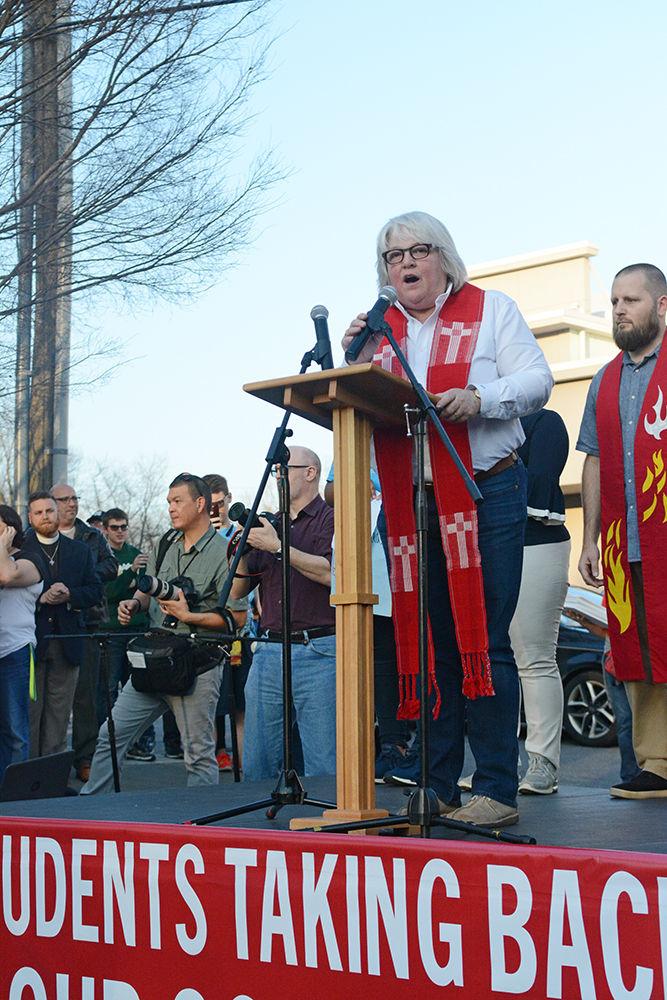Pastor of Pullen Memorial Baptist Church, Nancy E. Petty, lead the Student's March on the Capitol. It was held on Tuesday. The march ran along Hillsborough Street, from the Church to the Capitol building.
