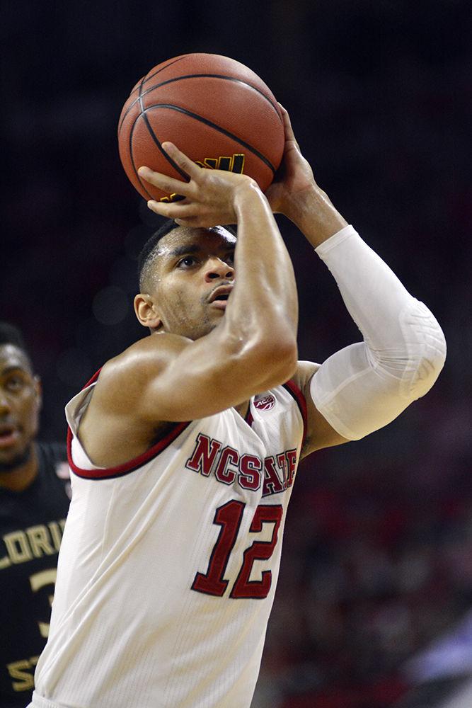 Graduate guard Allerik Freeman shoots free throws against Florida State on Sunday, Feb. 25 at PNC Arena. Freeman scored a game-high 25 points, along with 3 assists, 4 rebounds and 4 steals. The Wolfpack won 92-72, improving to 20-9 overall and 10-6 in the ACC.