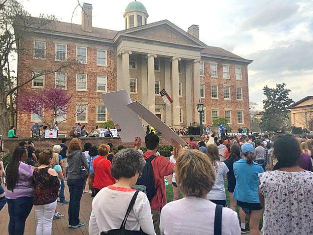Students gather at Polk Place for Rally for Our Lives.