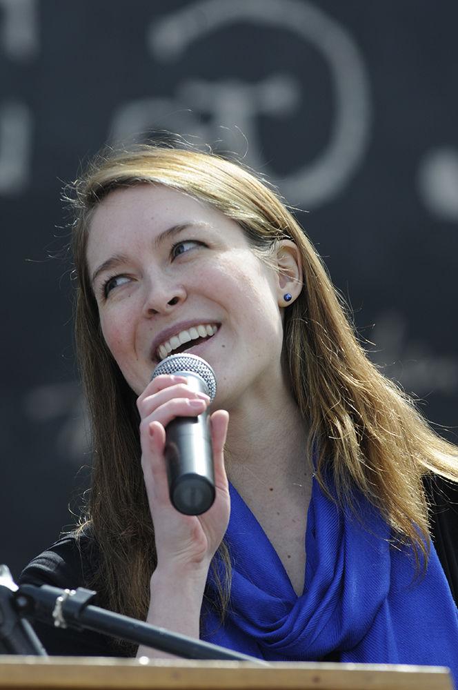 Elanor Mehlenbacher sings alongside her sister Frances Mehlenbacher in front of the crowd of protesters at the "March for Our Lives" in downtown Raleigh on Saturday, March. 24, 2017. The protest called for "common sense gun reform" in the wake of the multitude of mass shootings that have taken place in the United States school system.