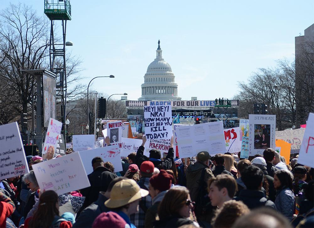 Protesters marched in the March for Our Lives Washington D.C. event to the U.S. Capitol to advocate for stronger gun laws. The event was partially organized by survivors of the Marjory Stoneman Douglas High School shooting, which happened on Feb. 14, 2018 and resulted in the death of 17 students and faculty.