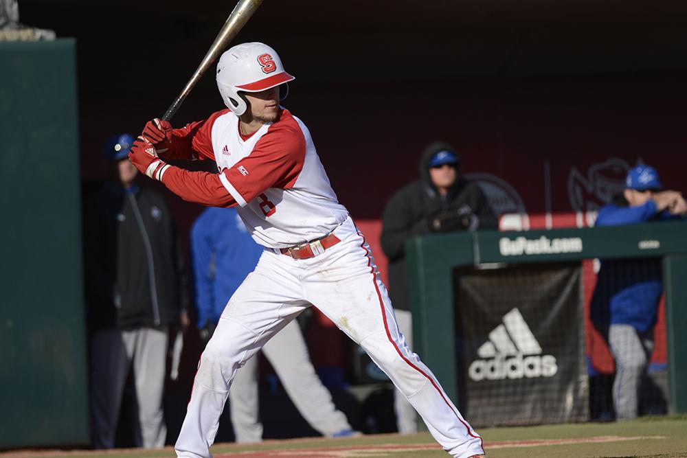 Sophomore infielder Will Wilson prepares to bat during the game against UNC-Asheville on Wednesday in Doak Field at Dail Park. The Wolfpack beat the Bulldogs 6-2, for their fifteenth win this season.