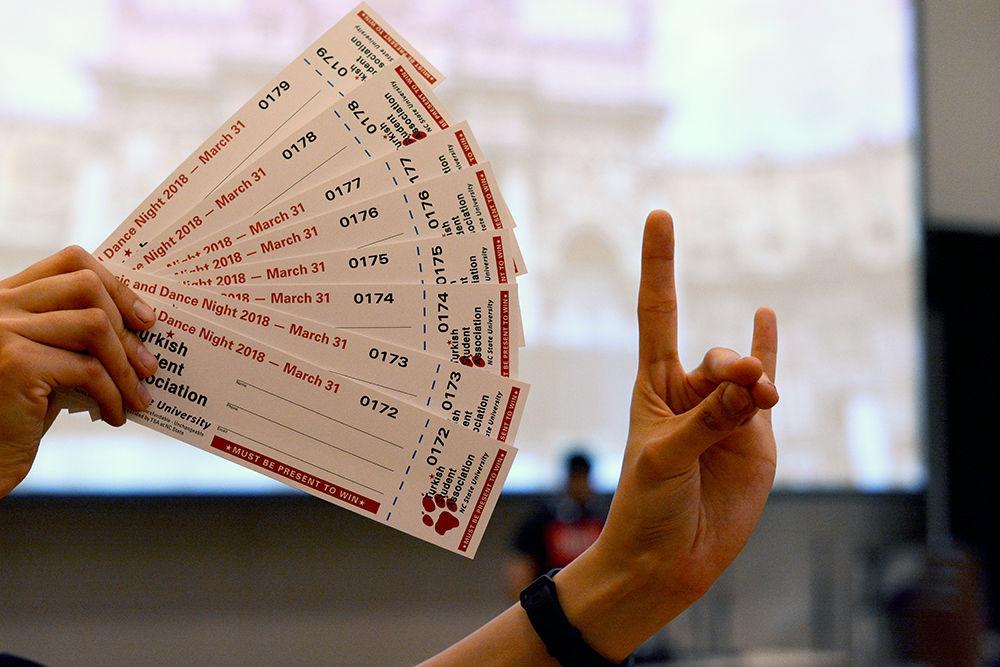 Attendees of the Turkish Music and Dance Night participate in a raffle. One of the prizes was a TSA-sponsered trip to Turkey. The Turkish Music and Dance Night, hosted by the Turkish Student Association (TSA), was held on Saturday in the Mountain Ballroom in Talley Student Union.&#160;
