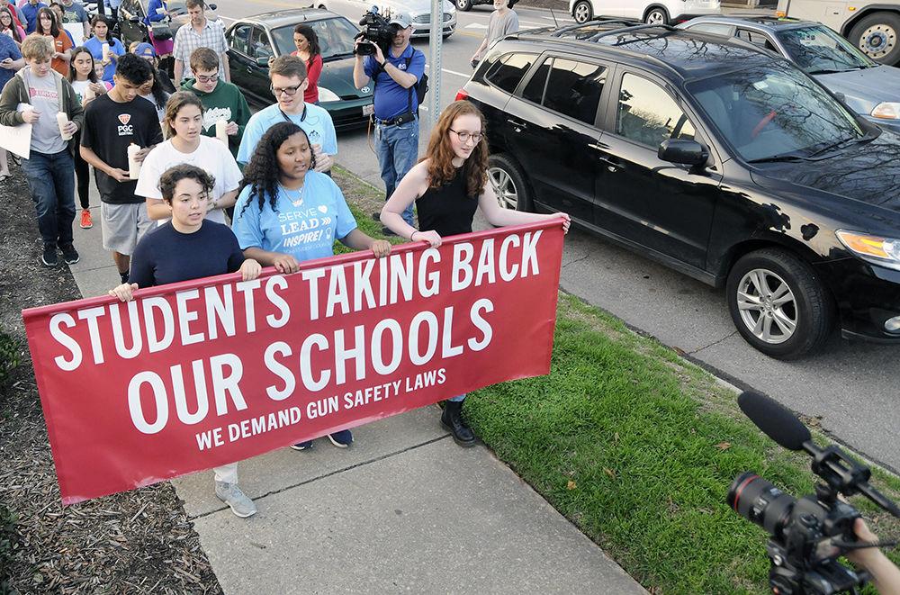 Wake County students lead protesters down Hillsborough Street during the Students March on the Capitol on Feb. 21. The protest took place in order to advocate for reform of gun laws in light of the recent school shooting in Parkland, Florida.