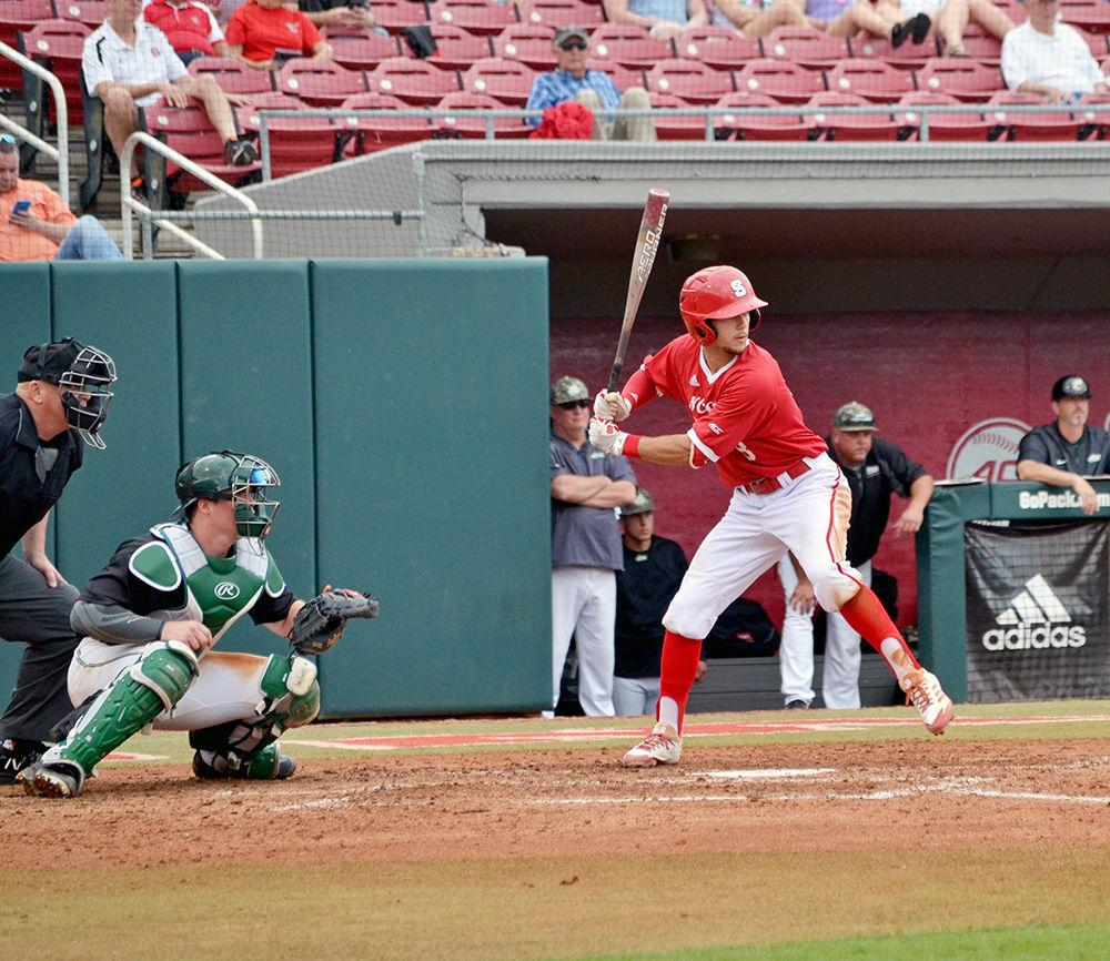 Will Wilson, a sophomore infielder, prepares to bat against UNC-Charlotte in Doak Field at Dail Park on Wednesday, Feb 21. The Wolfpack beat the 49ers 9-6 for its fourth win this season.