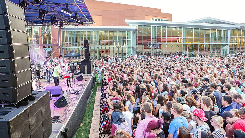 Brother-sister duo Lawrence opens for Jon Bellion at Stafford Commons at Wolfstock on April 28, 2017.
