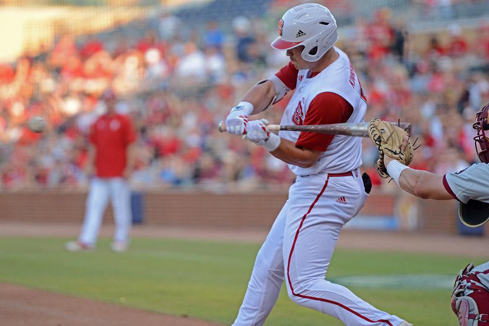 Junior outfielder Brett Kinneman bats against Florida State at the Durham Bulls Athletic Park on Friday. Kinneman went 0-4 with two strikeouts as the Wolfpack lost 5-2.