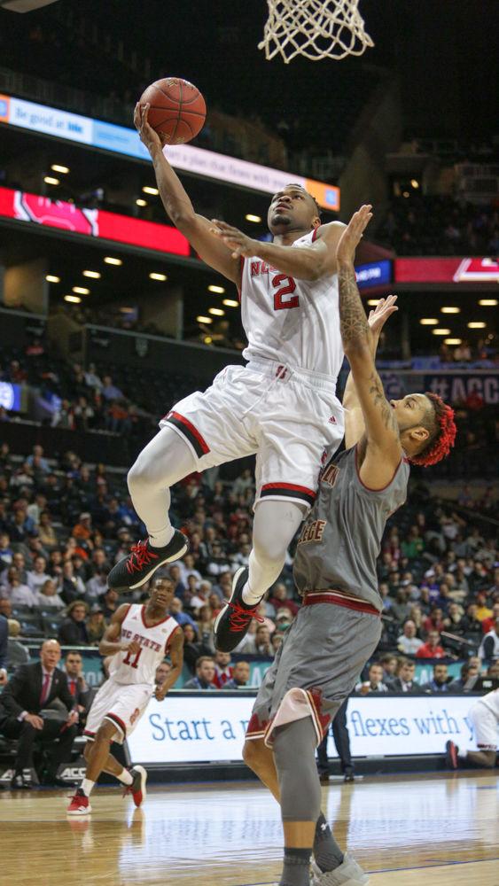 Redshirt junior Torin Dorn drives to the inside and goes up for the layup. The Pack was unable to pull the off the comeback after the lackadaisical first half to fall 91-87 to Boston College on Wednesday, March 7 in Barclays Center in Brooklyn, NY.