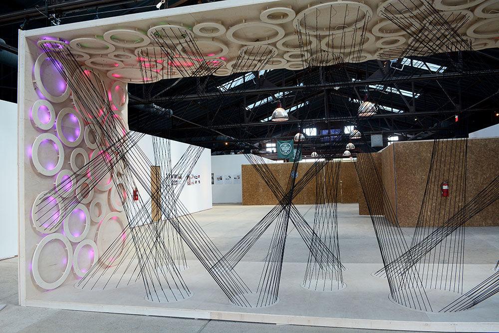 The piece "Force Networks", created by both physicists and designers, is on display at the Transfer Co. Food Hall in downtown Raleigh. "Force Networks" is part of an exhibit called "Invisible Worlds", which includes collaboration between NC State University and The Leading Strand initiative. The exhibit is open to the public throughout the month of June on days Thursday through Saturday from 12 p.m. to 6 p.m.