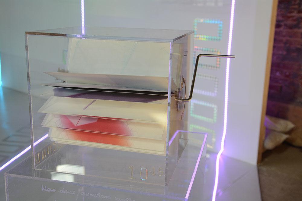 "Ultrafast Quantum Matter" on display at Transfer Co. Food Hall in Raleigh allows observers to experience matter at slower time scales than our own with the turn of a crank.