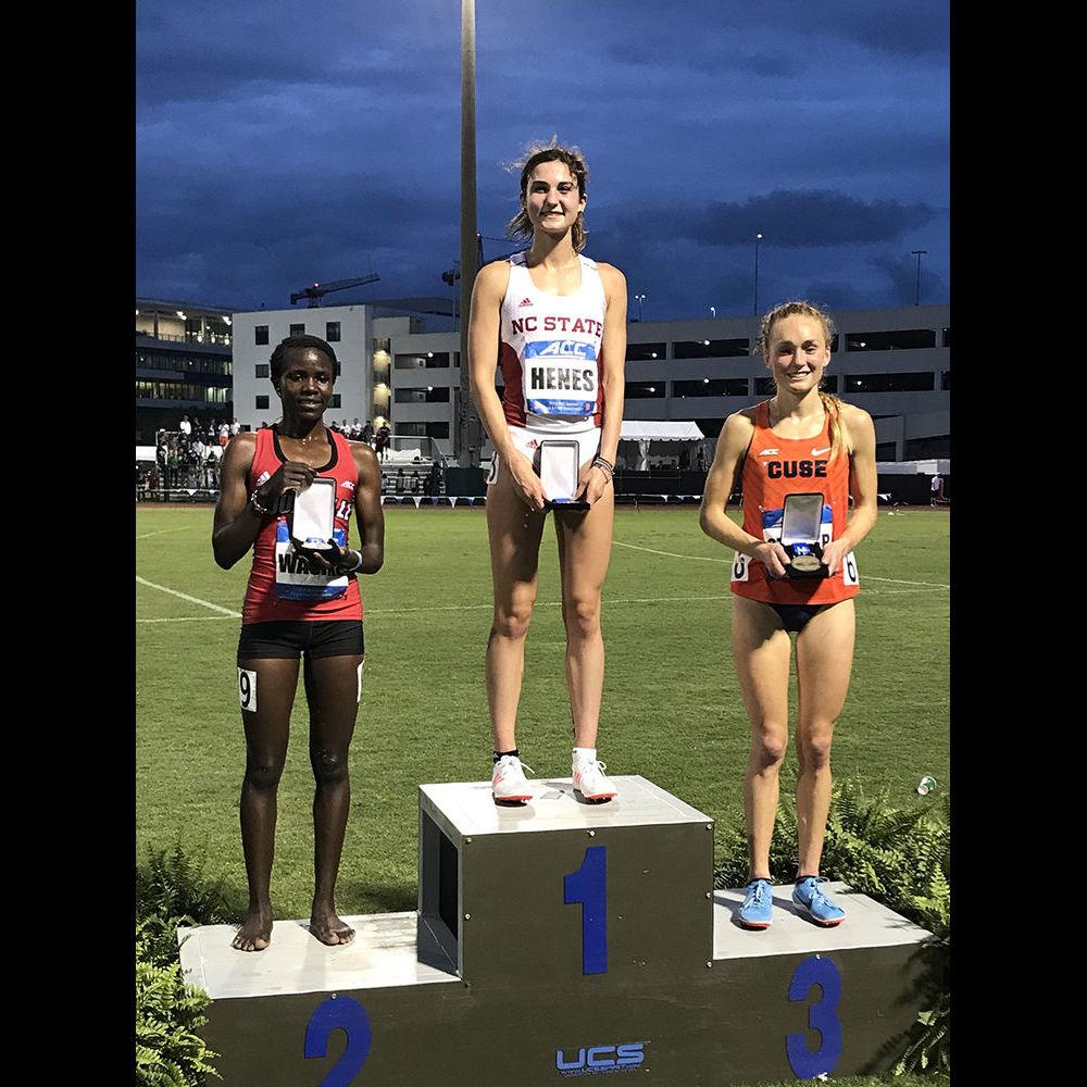 Elly Henes wins the women's 5000 meter at&#160;ACC Outdoor Championships in Miami, Florida.