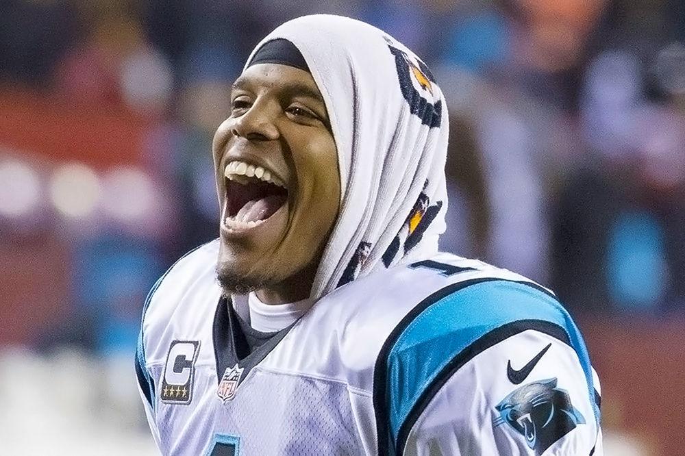 Carolina Panthers quarterback Cam Newton celebrates on the sideline. Newton completed 59.1 percent of his pass attempts for 3,302 yards, 22 touchdowns and 16 interceptions during the 2017 regular season.