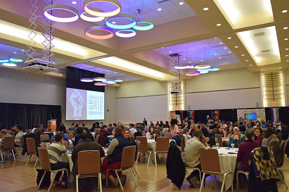 The GLBT Center celebrates its 10 ear anniversary in Talley on Monday, Feb 12. The celebration includes a banquet for students in the LGBTQ community, as well as for their allies. Posters and informational booths also describe the organization's history since being established in 2008.
