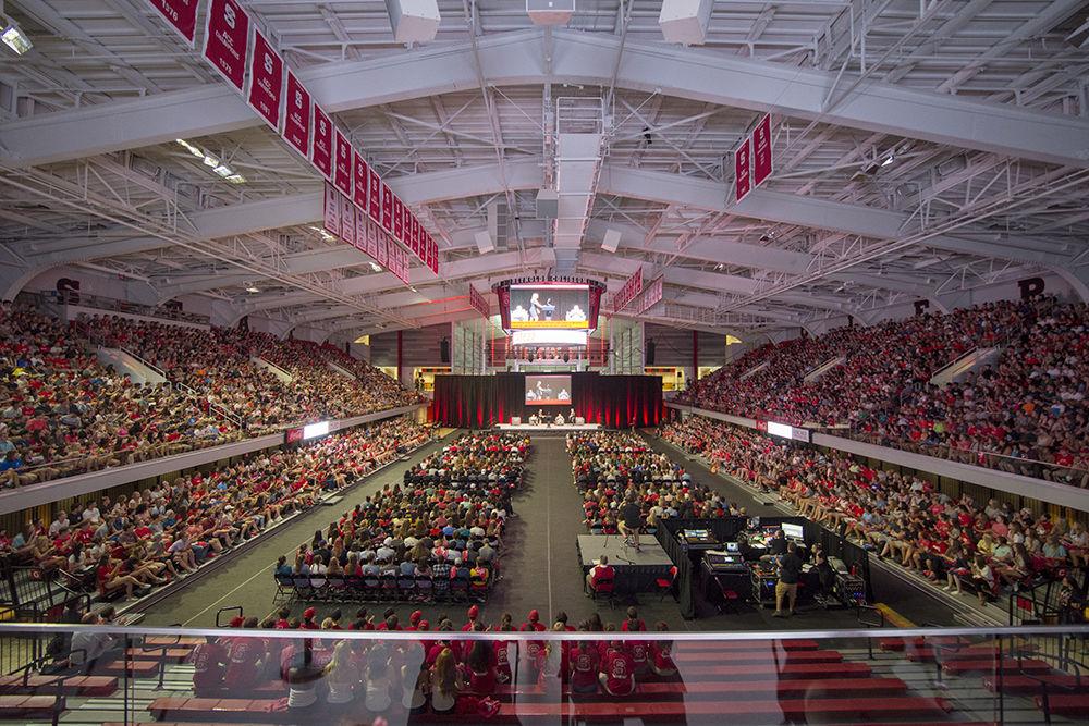 At Convocation 2018, incoming freshman and transfer student were shown the spirit of NC State with marching band performances, the learning of NC State fight songs, and an informational speech by common reading author Kathryn J. Edin. Convocation took place in Reynolds Coliseum on Monday, Aug 20, 2018 to an audience of several thousand new members of the NC State Wolfpack.