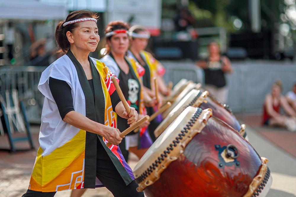 Yoko of Triangle Taiko and Nippon Club of the Triangle peforms at Packapalooza on Saturday, August 25. Packapalooza&#160;