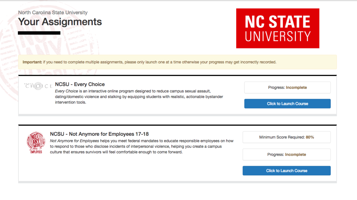 Sexual assault online training screenshot