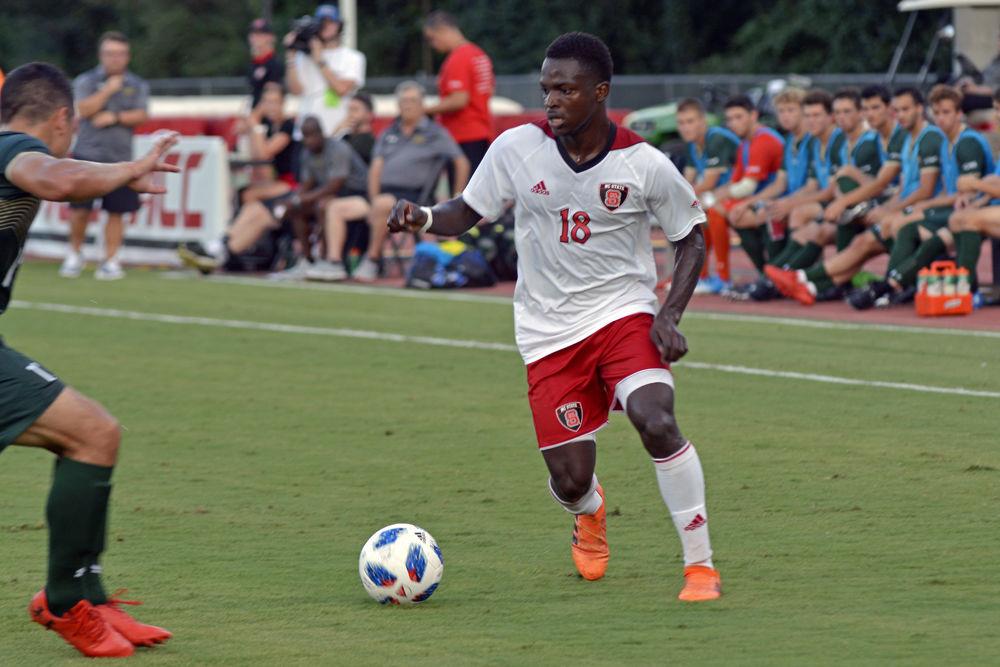 Freshman forward Ivy Brisma looks for an opening in the William &amp; Mary defense on Monday, Sept. 3. The Wolfpack prevailed over William &amp; Mary in a 2-1 win for the Wolfpack in overtime.