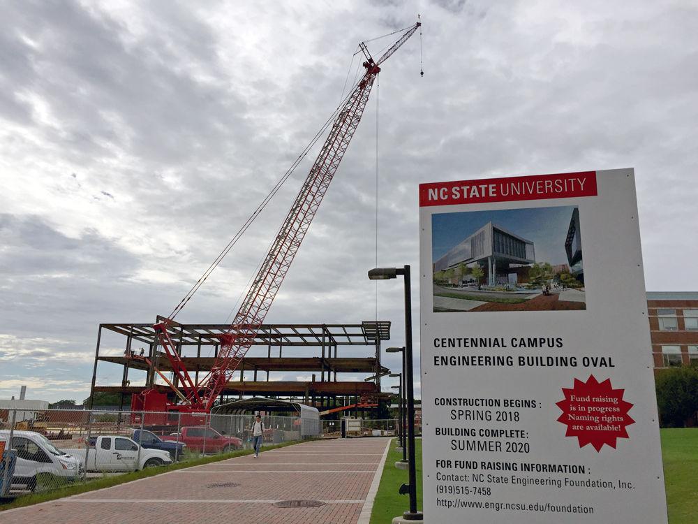 Fitts-Woolard Hall undergoes construction on Tuesday, Sept. 19. The new building&#8217;s construction began in spring 2018 and is scheduled to be completed in summer 2020.