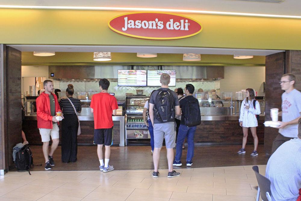 A group of people wait for their food to be prepared at Jason&#8217;s Deli in Talley Student Union on Tuesday, Oct. 9. During lunch time, there is normally a significant wait for food because of the abundance of in-person and Tapingo orders.