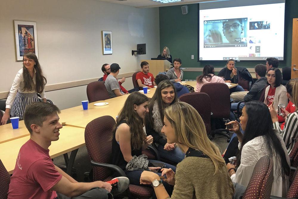 French and American students attend a Le Cercle Fran&#231;ais meeting on Wednesday, Oct. 24, in Withers Hall room 331. The students engage in what the club calls a &#8220;language exchange,&#8221; where French and English students communicate with one another to strengthen their speaking skills.