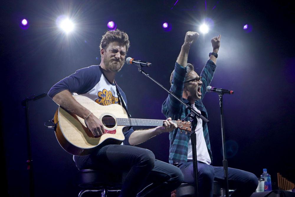 Rhett and Link perform at the N.C. State Fair on Friday, Oct. 12. This was the first concert this pair has performed together.