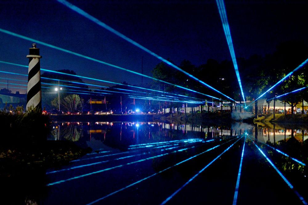 The Laser Light Show occurs nightly over the pond near Gate 8 from 7-11 PM at the 2018 N.C. State Fair. Over 120,000 people attended the fair on Saturday, Oct. 13.