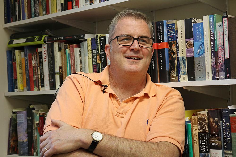 Teaching associate professor of history Charles Ludington&#160;speaks about his experience in college with Brett Kavanaugh on Monday, Oct. 15 in his office in Withers Hall. Ludington said he decided to speak out not because of what Christine Blasey Ford accused him of, but because he lied to the Senate during his hearings.