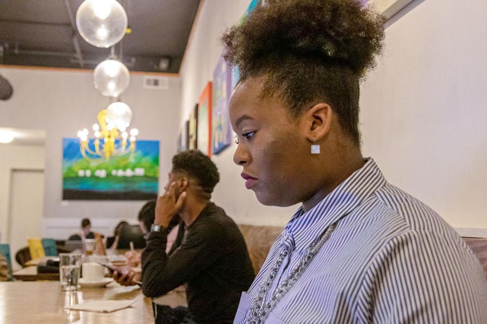 Lindsay McMillan, a fourth-year studying communication and arts entrepreneurship, works in Liquid State on her internship with Black Girls in Media, Inc. on Monday, Nov. 26, 2018. McMillan is the owner of The Magnolia Effect brand, which sponsors body positivity and self-love. McMillan will also be the fall 2018 student commencement speaker.