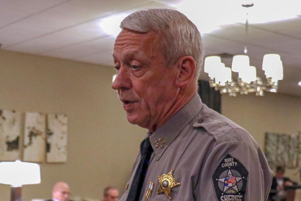 Donnie Harrison, longtime Republican Wake County Sheriff, speaks to supporters on Tuesday, Nov. 6 at the DoubleTree by Hilton Hotel in Raleigh. The Republican election watch party occurred at the hotel.