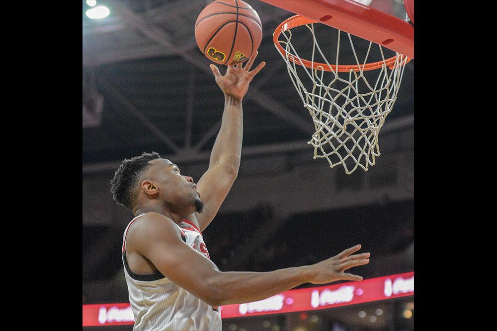 Redshirt senior guard Torin Dorn scores a layup against Mount St. Mary's on Tuesday, Nov. 6 in PNC Arena. Torin Dorn had a career-high 28 points as the Wolfpack beat the Mountaineers 105-55.