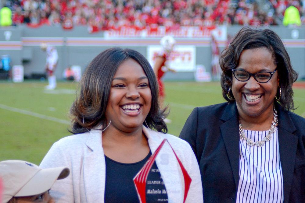 Malasia McClendon, a third-year studying political science, wins Leader of the Pack on Saturday, Nov. 3 at Carter-Finley Stadium. A first-generation college student, McClendon is the president of the NC State chapter of NAACP and participates in many other campus groups and services.