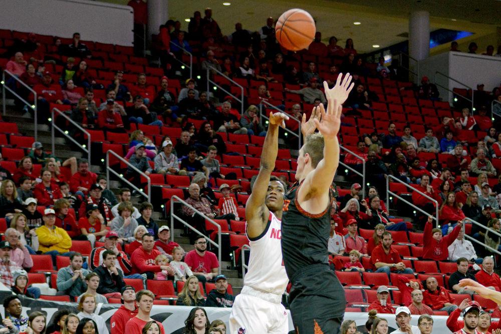 Junior guard Markell Johnson shoots against Mercer on Saturday, Nov. 24 at PNC Arena. Johnson scored 16 points in the Wolfpack's 78-74 win.
