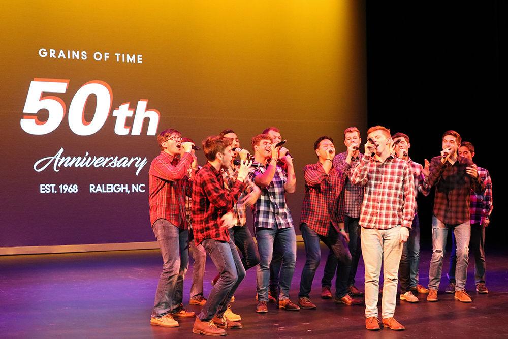 The all-male acapella group Grains of Time, led by Alec Hunter, perform at their 50th anniversary concert on Saturday, Dec. 1, 2018 at Talley Student Union.