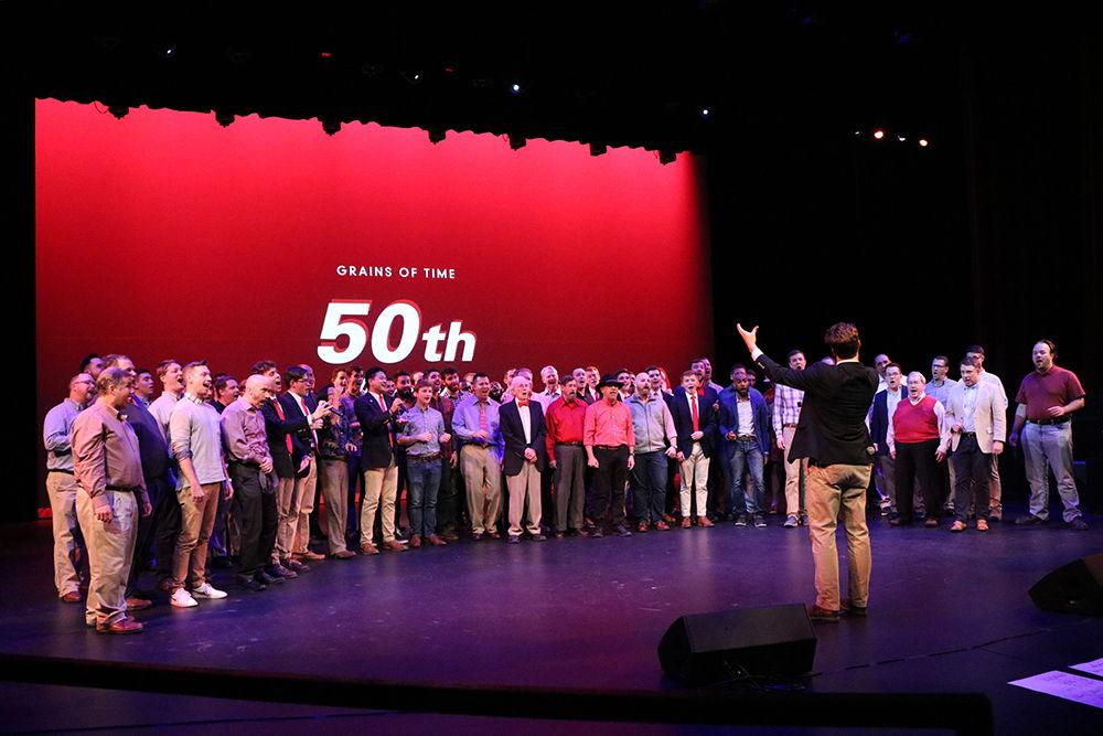 Different generations of the Grains of Time perform together at their 50th anniversary concert on Saturday, Dec. 1 at Talley Student Union.